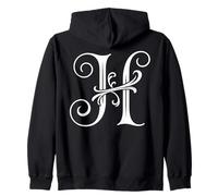 fancy Italic Initial cute white Letter H alphabet monogram Zip Hoodie