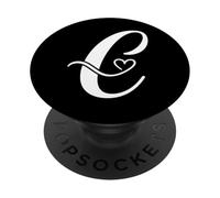 fancy Italic Initial Letter C initial monogram heart shaped PopSockets Adhesive PopGrip