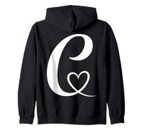 fancy Italic Initial Letter C name monogram heart design Zip Hoodie