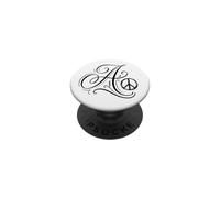 fancy Italic script Initial Letter A black peace cool symbol PopSockets Adhesive PopGrip