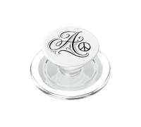 fancy Italic script Initial Letter A black peace cool symbol PopSockets PopGrip for MagSafe