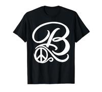Fancy Italic Script Initial Letter B Minimalist Peace Symbol Value Graphic T-Shirt, Men, Black, XL