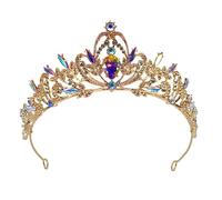 Fancy-J Crown Tiara For Women - Sparkling Rhinestones and Crystals - Comfortable Fit for All Head Sizes - Perfect for Princess Birthday Parties, Weddings and Proms (Gold)