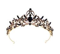 Fancy-J Crown Tiara for Women - Sparkling Rhinestones & Crystals - Comfortable Fit for All Head Sizes - Perfect for Princess Birthday Parties, Weddings & Proms (Gold-Black)