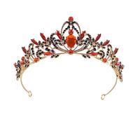 Fancy-J Red Tiara Crowns for Women Girls Crystal Headband Princess Rhinestone Black Crown Bride Headbands Hair Accessories Jewelry Bridal Wedding Birthday Party Prom, L, Alloy, stainless steel