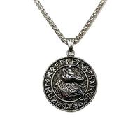 FANCY-J Viking Fenrir Wolf Talisman Necklace - Stainless Steel Chain for Men - Vintage Men's Jewelry - Norse Pagan Amulet Pendant - Perfect Wolf Gift for Viking and Valhalla Enthusiasts, Stainless