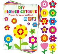 Fancy Land 509 Pieces Colorful Paper Flower Cutouts Pre Die Cut Tulip Daisy Punch Outs Spring Summer DIY Craft Supplies Back to School Classroom Decor Graduation End of Year Party Ornaments