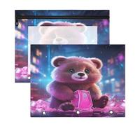Fancy Light Pink Red Panda 3 Ring Binder Clear Binders Pencil Pouches Bags Case(2 Pack)