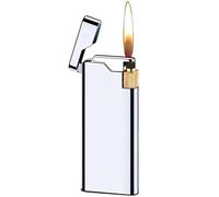 Fancy Lighters for Women Thin and Light Portable Lighter Fashion Soft Flame Refillable Gas Butane Windproof Metal Lighters for Smoking (Without Butane Gas)(W-5)