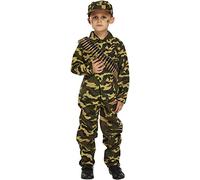Fancy Me Boys Child's Army Military Camouflage Soldier Uniform Fancy Dress Costume Outfit, 4-6 Years, Green