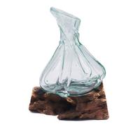 Fancy Molten Glass Mini Decanter With Wooden Base Decorative Piece