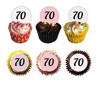 Fancy Pants Party Store Pre Cut Birthday Cupcake Toppers 70th Edible Rice Wafer Card Icing Sheet Teenager Cake Vintage VEX