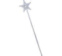 Fancy Party Costume Accessory Princess Angel Fairy Clear Gem Star Wand Silver