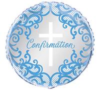 Fancy Pink Cross Confirmation Round Foil Balloon (45cm) - Ideal Decor for Confirmations, Religious Gatherings & Special Occasions - 1 Pc