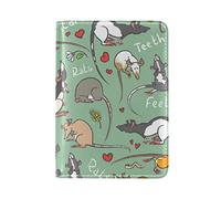 Fancy Rats Teeth Tails Seamless On Green Genuine Leather Travel Passport Covers, Microfiber Leather Travel Wallet Holder Case Protector for Women and Men