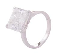 Fancy Rings for Women, Pre Engagement Ring with Square Moissanite 18K White Gold Size V 1/2