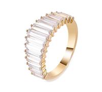 Fancy Rings for Women, Women's Stacking Rings Gold Luxury Crown with Rectangular Moissanite 14K Yellow Gold Size J 1/2