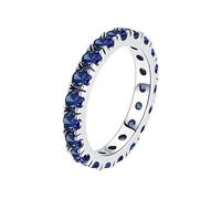 Fancy Rings for Women, Womens White Gold Wedding Band 14K Round with Blue Round Shape Created Sapphire Size S 1/2