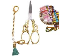 Fancy Scissors - Decorative Sewing Scissors, Embroidery Cutting | Elegant Craft Scissors Chain, Sewing Scissors, Tools, Cloud Pattern for Embroidery, Craft Art, Gold, 13 x 5 cm