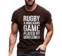 Fancy Shirts Men Fans Sports Gift T Shirt Vintage Rugby Player Sports Retro Men Rugby Shirt Tee Tops Outfits Set Shirt (Coffee, L)
