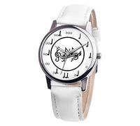 Fancy Unisex Musical Note Leather Band Analog Alloy Quartz Watch Reader Cases for Women (B, One Size)