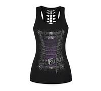 Fancy Youyee Womens Skull Print Cut Out Workout Yoga Running Tank Tops Sleeveless Casual Shirts Tops (Gothic 028, S/M)
