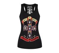 Fancy Uyee Womens Hollow Out Skull Print Workout Yoga Tank Tops Halloween Shirt, Roses 020, XL