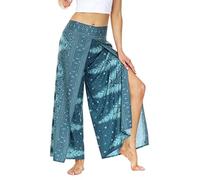 Fancy Uyee Womens Slit Wide Leg Pants Causal Hippie Bohemian Summer Beach Boho Yoga Pants, Palazzo Pants 061, Large-X-Large