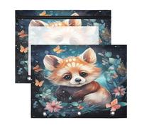 Fancy Watercolor Art Red Panda 3 Ring Binder Clear Binders Pencil Pouches Bags Case(2 Pack)