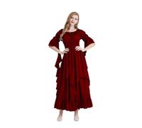 Fancy Women Medieval Dress Square Neck Corset Medieval Renaissance Vintage Dress Robe Ladies ,Red,L