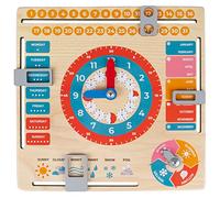 FANCY Wooden Calendar and Learning Clock for Kids Age 3+, Educational Toy - Teaches Time, Days of the Week, Months, Seasons with Weather Chart - Activity Board My First Calendar