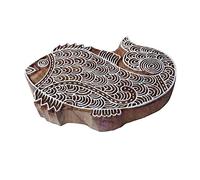 Fancy Wooden Stamp Large Fish Pattern Big Printing Block