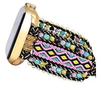 Fancy Woven Braided Nylon Band Compatible with Apple Watch Bands 42mm 44mm 345mm, Retro Boho Friendship Bracelet Handmade Bohemian Beaded Adjustable Dressy Strap Wristbands for iWatch Bands Series 10