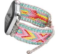Fancy Woven Braided Nylon Band Compatible with Apple Watch Bands 42mm 44mm 45mm, Retro Boho Friendship Bracelet Handmade Bohemian Beaded Adjustable Dressy Strap Wristbands for iWatch Bands Series