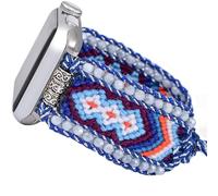 Fancy Woven Braided Nylon Band Compatible with Apple Watch Bands 42mm 44mm 45mm, Retro Boho Friendship Bracelet Handmade Bohemian Beaded Adjustable Dressy Strap Wristbands for iWatch Bands Series