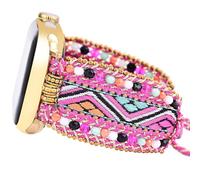 Fancy Woven Braided Nylon Band Compatible with Apple Watch Bands 42mm 44mm 45mm, Retro Boho Friendship Bracelet Handmade Bohemian Beaded Adjustable Dressy Strap Wristbands for iWatch Bands Series 10/9