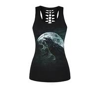 Fancy Youyee Womens Skull Print Cut Out Workout Yoga Running Tank Tops Sleeveless Casual Shirts Tops (Crow 023, S/M)