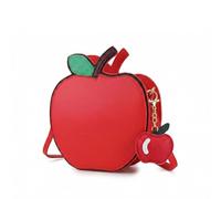 fancybag Apple Shaped Crossbody Bag for Women Cute Fruit Design Female Novelty Purses Fun Party Handbag with Charm Red