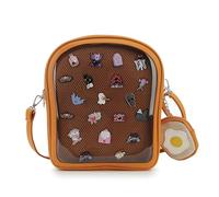 fancybag Kawaii Toast Bread Design Backpack for Women Clear Window Shoulder Bag for Pins Display Bag with Removable 2 Inserts Shoulder Bag