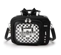 fancybag Novelty Women TV Shape Ita Bag Retro Television Shoulder Bag Design Ita Backpack with Screen Inserts Unique Clear Windows Anime Display Crossbody Bag for Pins Display