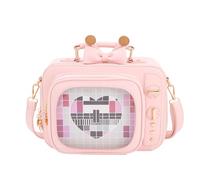 fancybag Women TV Shape Ita Bag Shoulder Bag Ita Backpack Fun female Clear Window Anime Pins Display Purse, Pure Pink, M, Retro Cute