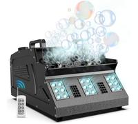 Fancybling 2000W Fog Machine, 3 in 1 Fog Bubble Machine with 2 Bubble Fans, 18 RGB LED Lights Smoke Bubble ALL IN ONE Fog Machine, Bubble Machine for Halloween Christmas Party Wedding Birthday