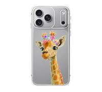 FancyCase for iPhone 18 Pro Case, Cute Giraffe Floral Flower Clear Case | Transparent, Floral Giraffe, Cute Animal, Wildlife, Cartoon, Safari, Boho, Soft TPU Protective Case 6.3 in(Flower Giraffe)