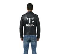 Fancyd Men’s 1950s Retro Biker Jacket - Faux Leather Rocker Costume with Bird Patch