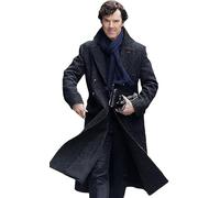 Fancyd Sherlock Holmes Coat Men's Benedict Cumberbatch Black Wool Trench Coat Costume