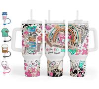 Fancyfams 40 oz Stainless Steel Travel Tumbler with Handle, Lid, and Straw, Nurse Gifts for Women Nursing Student, Practitioner, Registered Rn, Lpn Cool Appreciation Cup Mug (Nurse Life set - 40oz)