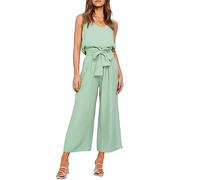 FANCYINN Women 2 Pieces Casual Tracksuit Summer Sleeveless Tank Top and Paperbag Trouser Outfits High Waist Cropped Trouser with Pocket and Comfy Vest Set Mint Green Pants & Mint Green Top L