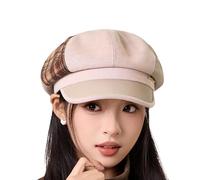Fancyland Baker Boy Hat for Women Peaked Beret Flat Cap Velvet (UK, Alpha, One Size, Beige)
