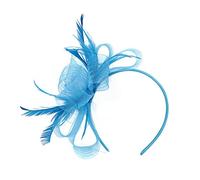 Fancyland Fascinators Hat on a Headband Forked Clip Flower Mesh Feathers Cocktail Tea Party Headwear Blue