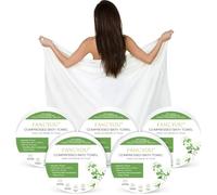 fancyou Compressed Bath Towel Tablets 5 PACK 140 x 70cm Thickened Washable & Reuseable Bath Towels Portable Expandable Disposable Personal Care Cleansing Non Woven Clothes (Green Pack)